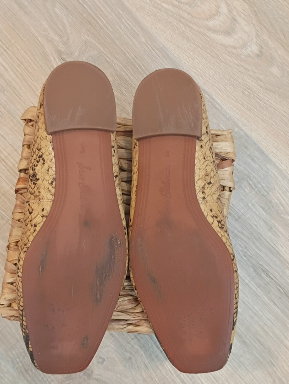 Sam Edelman Snake Print- Jillie Ballet Flats in Tan and Brown Square Toe Size 8 - Picture 7 of 10